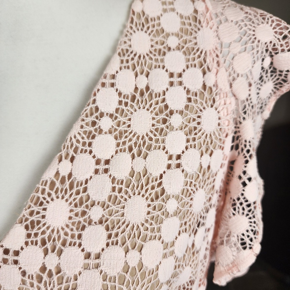 Tommy Hilfiger Fit Flare Dress Womens 14 Pink Lace Wedding Guest Brunch Shower - Picture 6 of 10